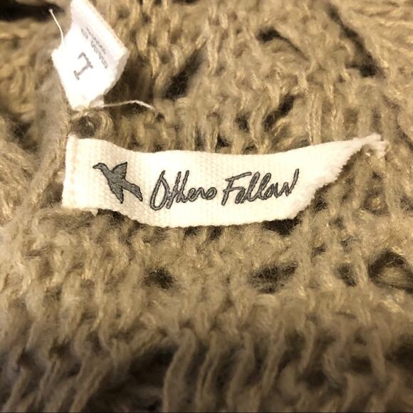 Others Follow Loose Knit Long Sleeve Crochet Pullover Sweater Tan Beige Size L - Picture 8 of 8